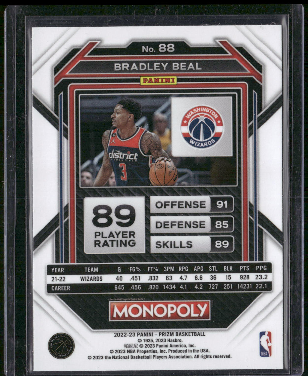 2022-23 Panini Prizm Monopoly #88 Bradley Beal