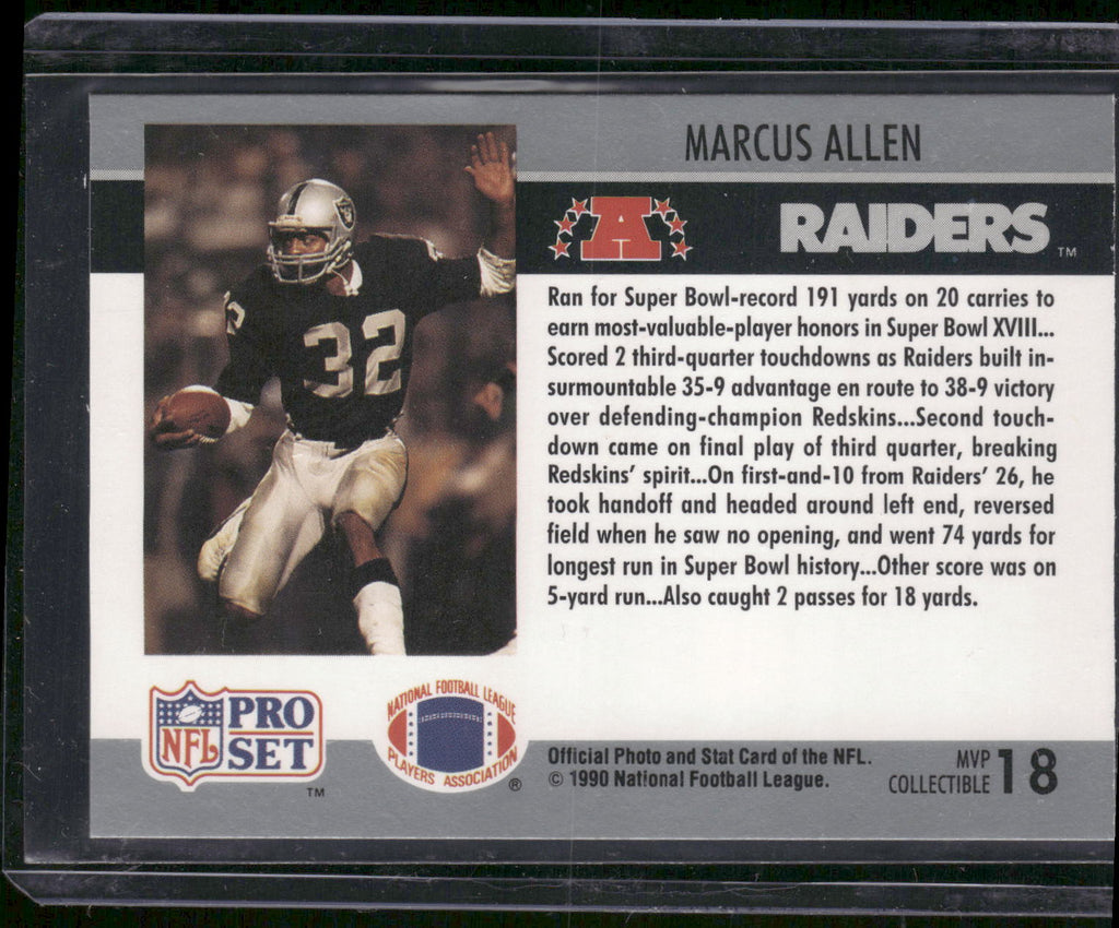 1990 Pro Set #18 Marcus Allen Super Bowl MVP Collectibles