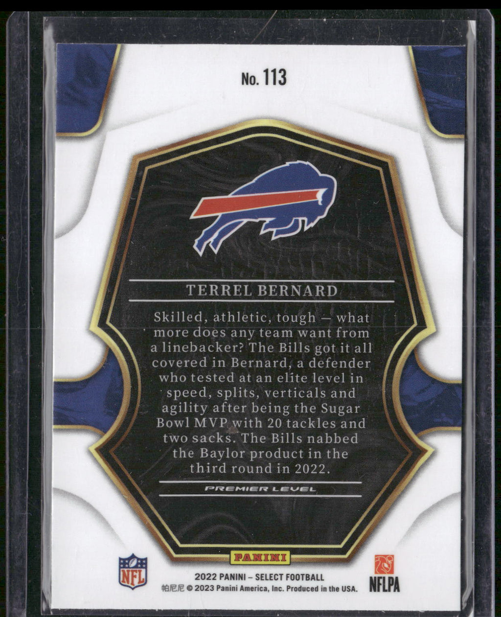2022 Panini Select #113 Terrel Bernard