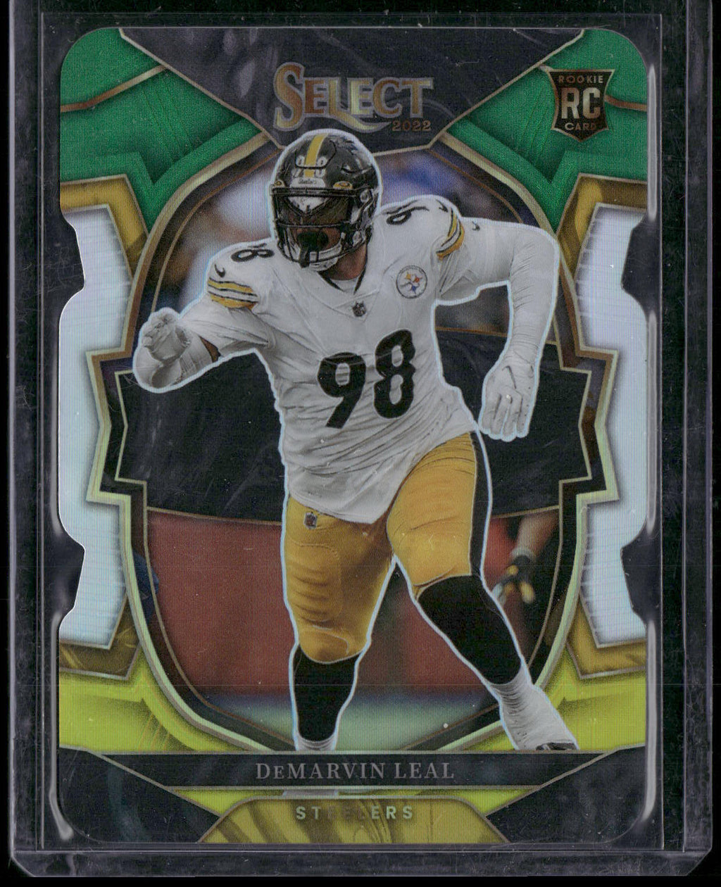 2022 Panini Select #66 DeMarvin Leal Green and Yellow Prizm Die Cut