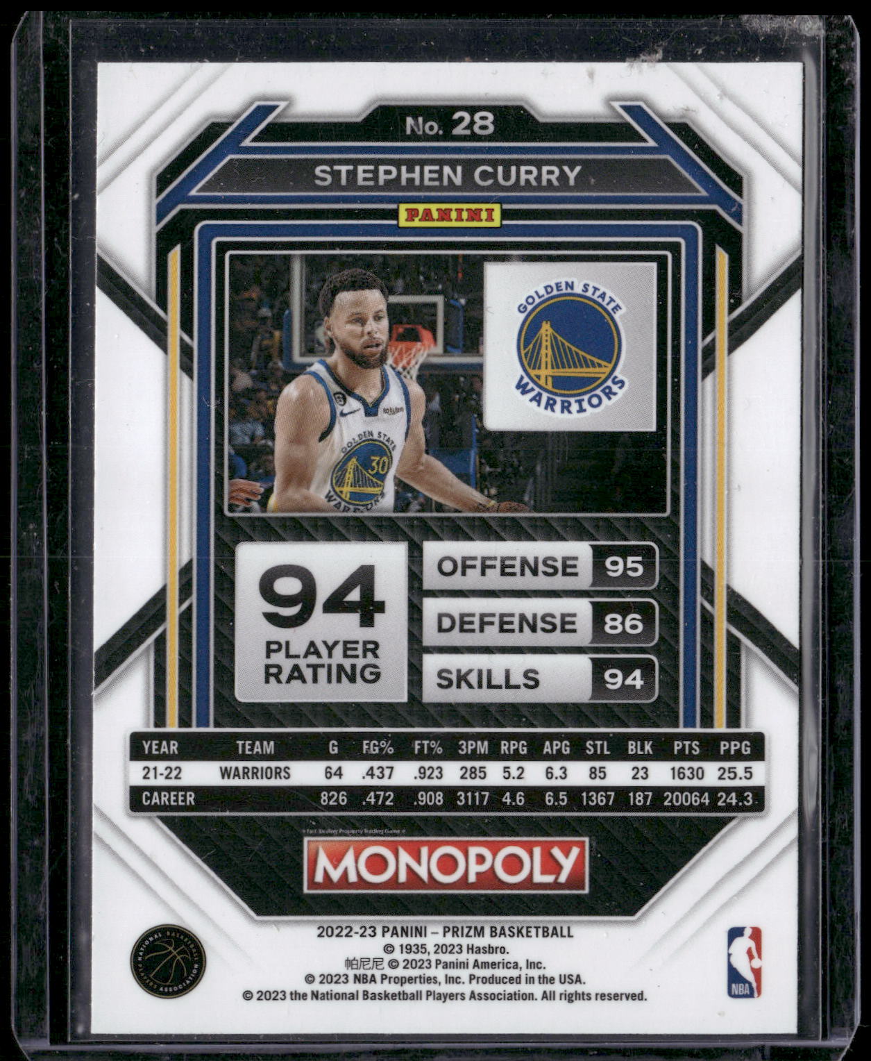 2022-23 Panini Prizm Monopoly #28 Stephen Curry