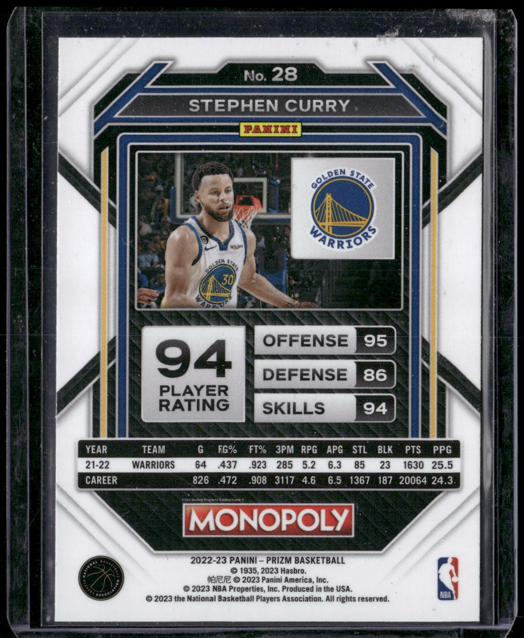2022-23 Panini Prizm Monopoly #28 Stephen Curry