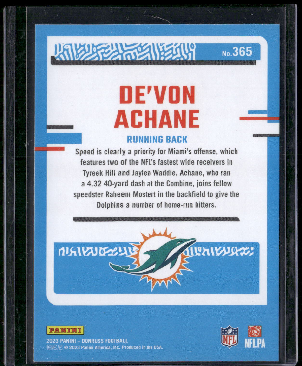 2023 Donruss #365 De'Von Achane
