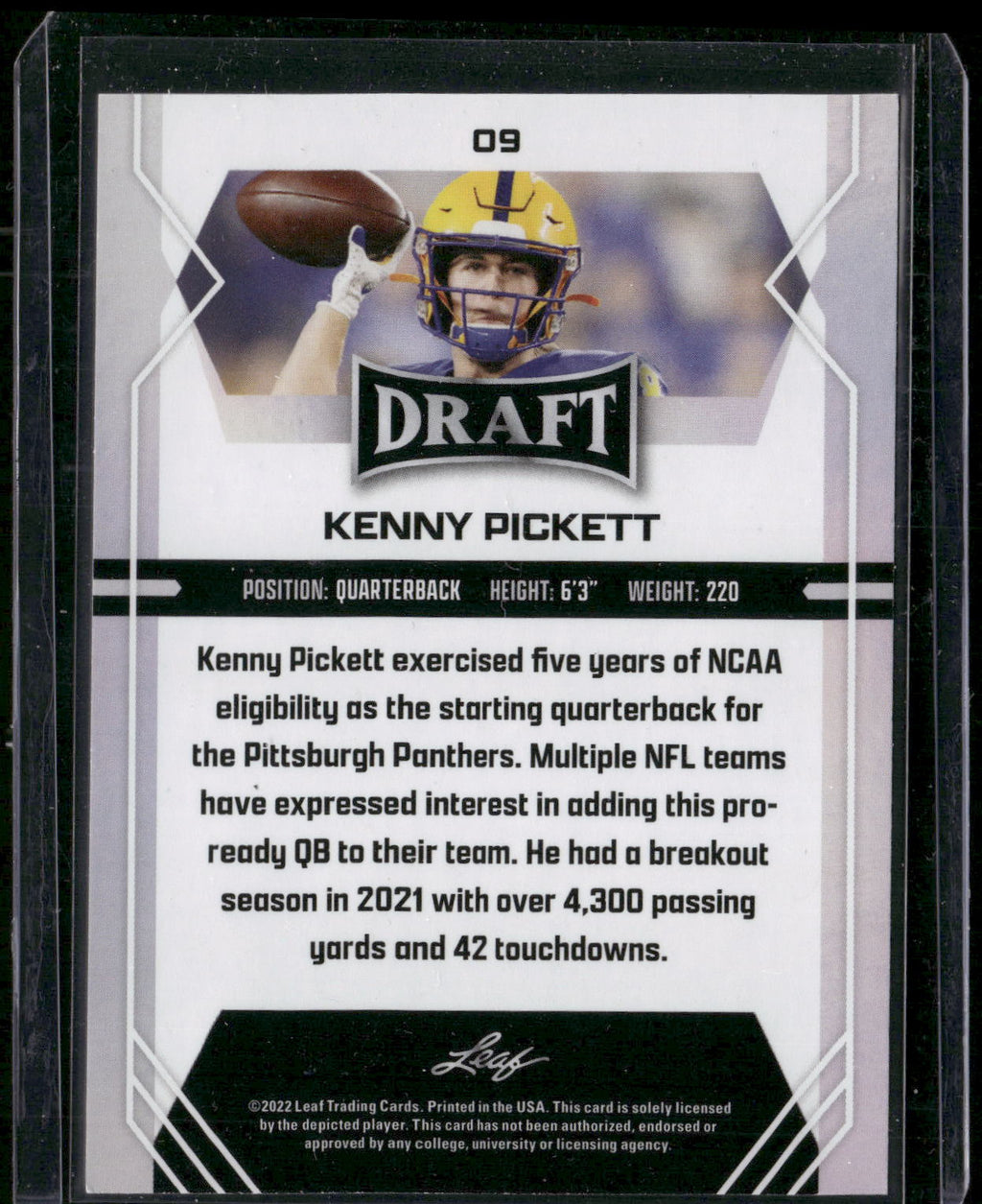 2022 Leaf Draft #09 Kenny Pickett