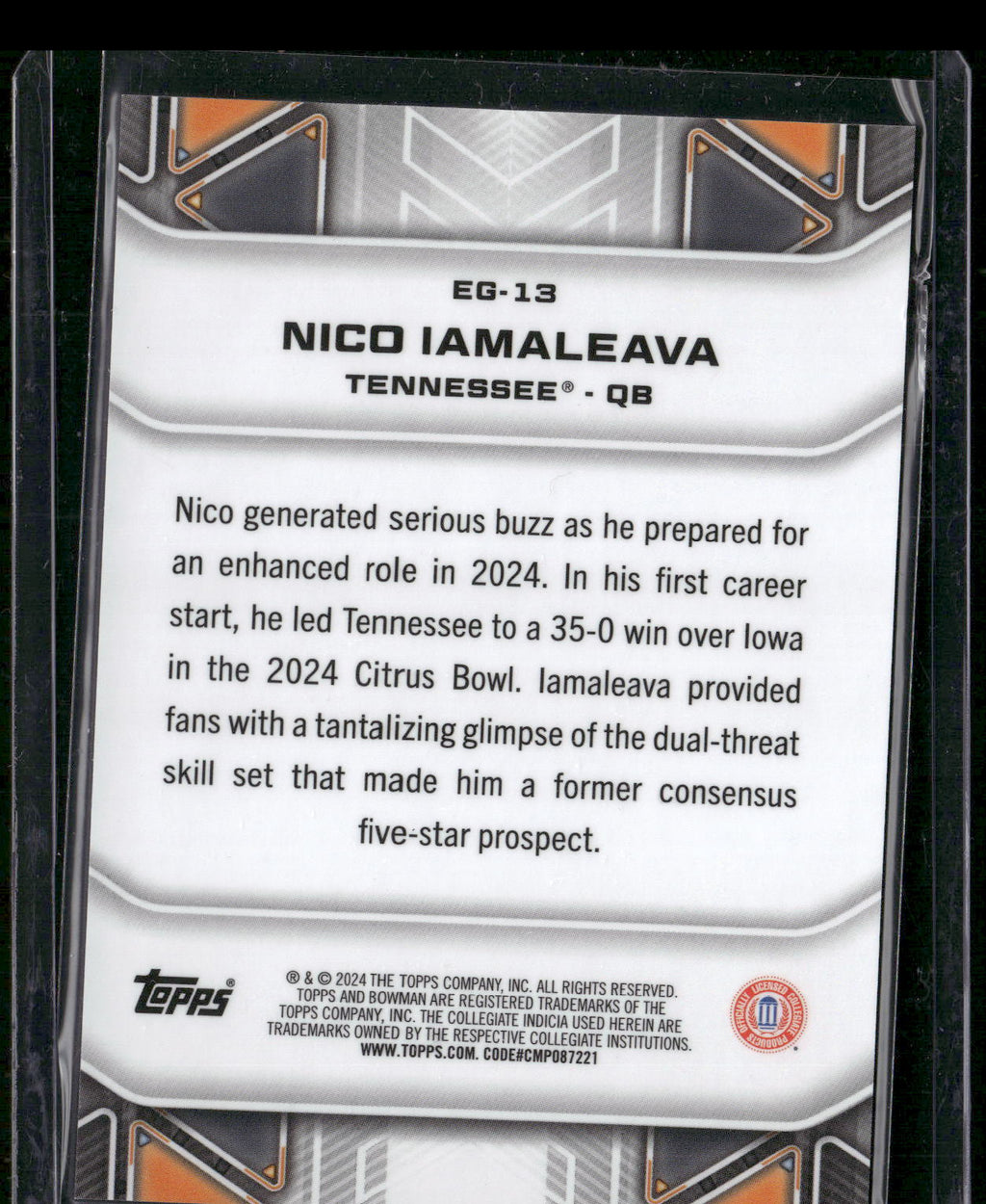2024 Bowman University Best #EG-13 Nico Iamaleava Elements of the Game