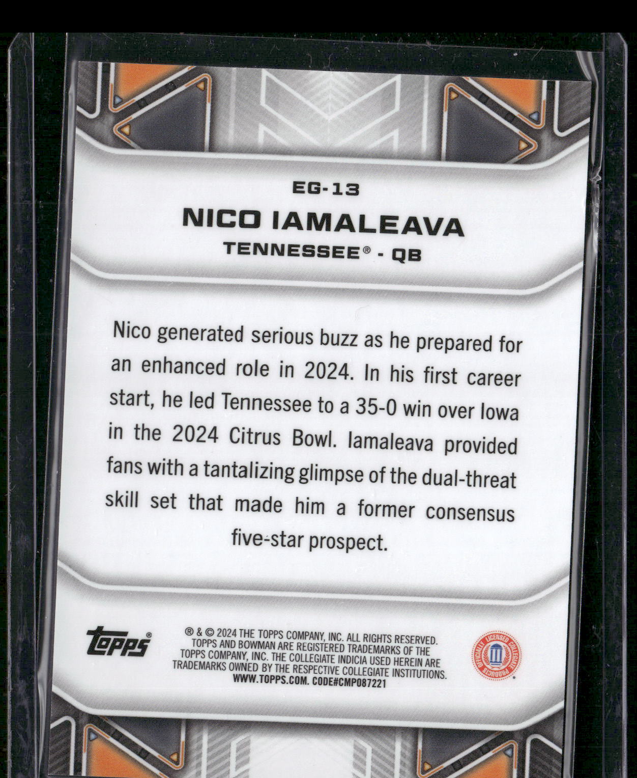 2024 Bowman University Best #EG-13 Nico Iamaleava Elements of the Game