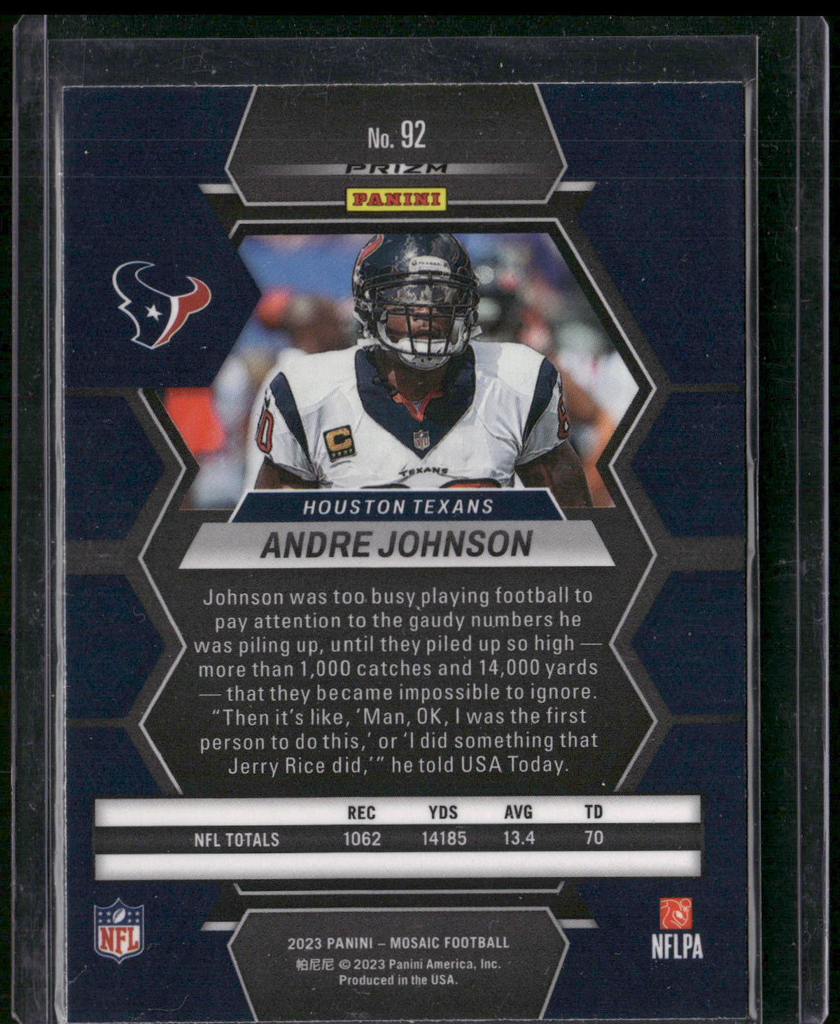 2023 Panini Mosaic #92 Andre Johnson Reactive Blue Mosaic