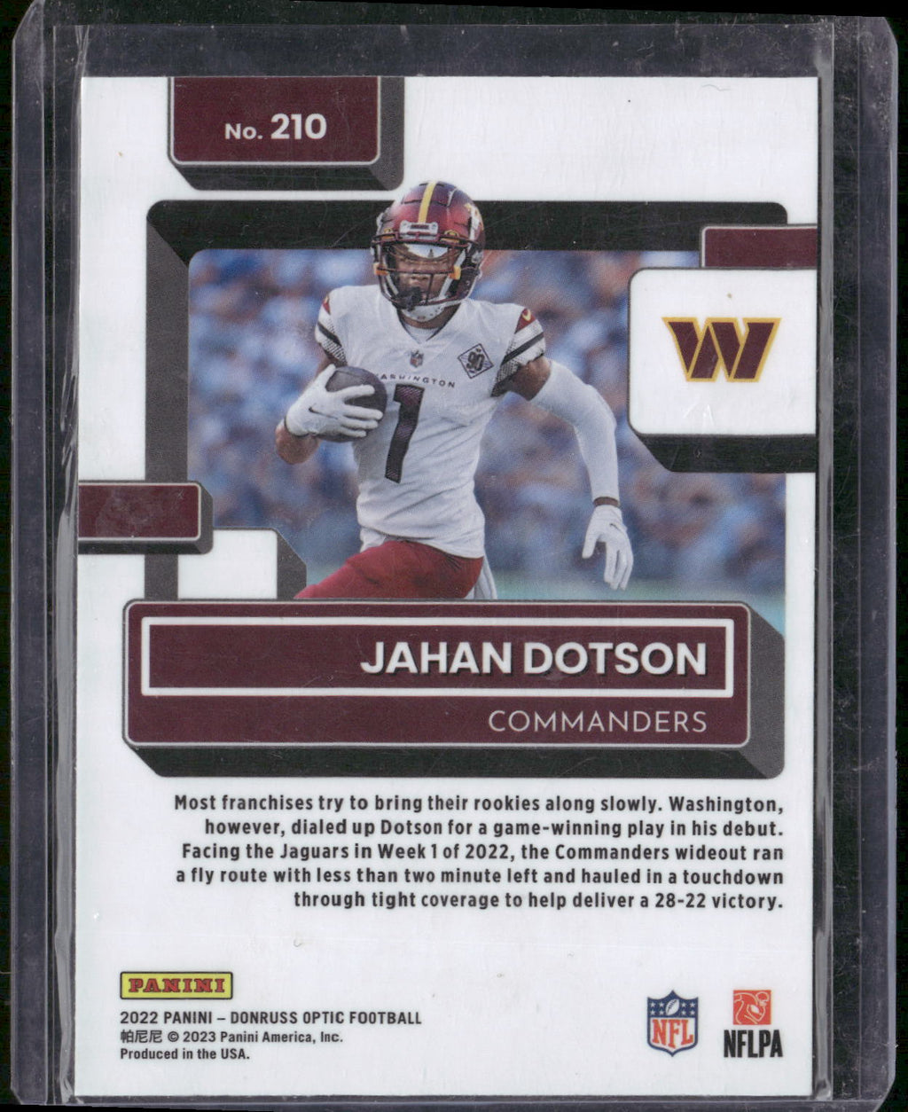 2022 Donruss Optic #210 Jahan Dotson