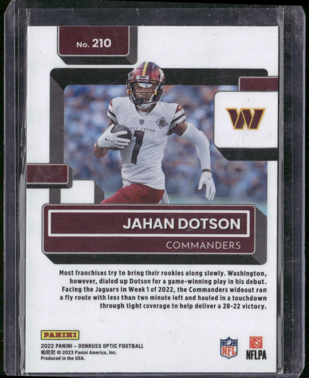 2022 Donruss Optic #210 Jahan Dotson