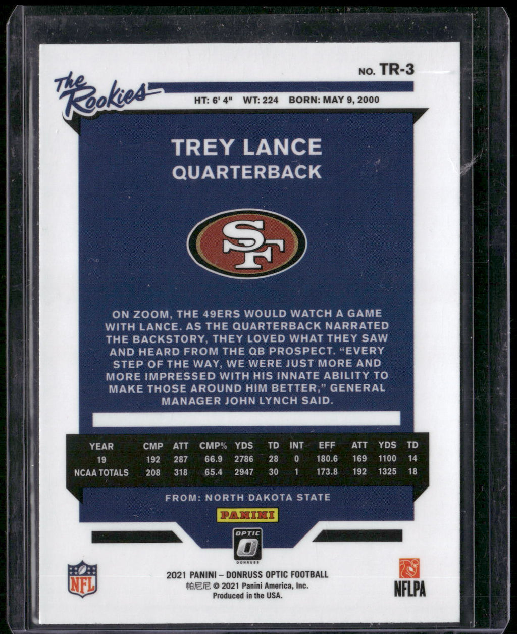 2021 Donruss Optic #TR-3 Trey Lance The Rookies