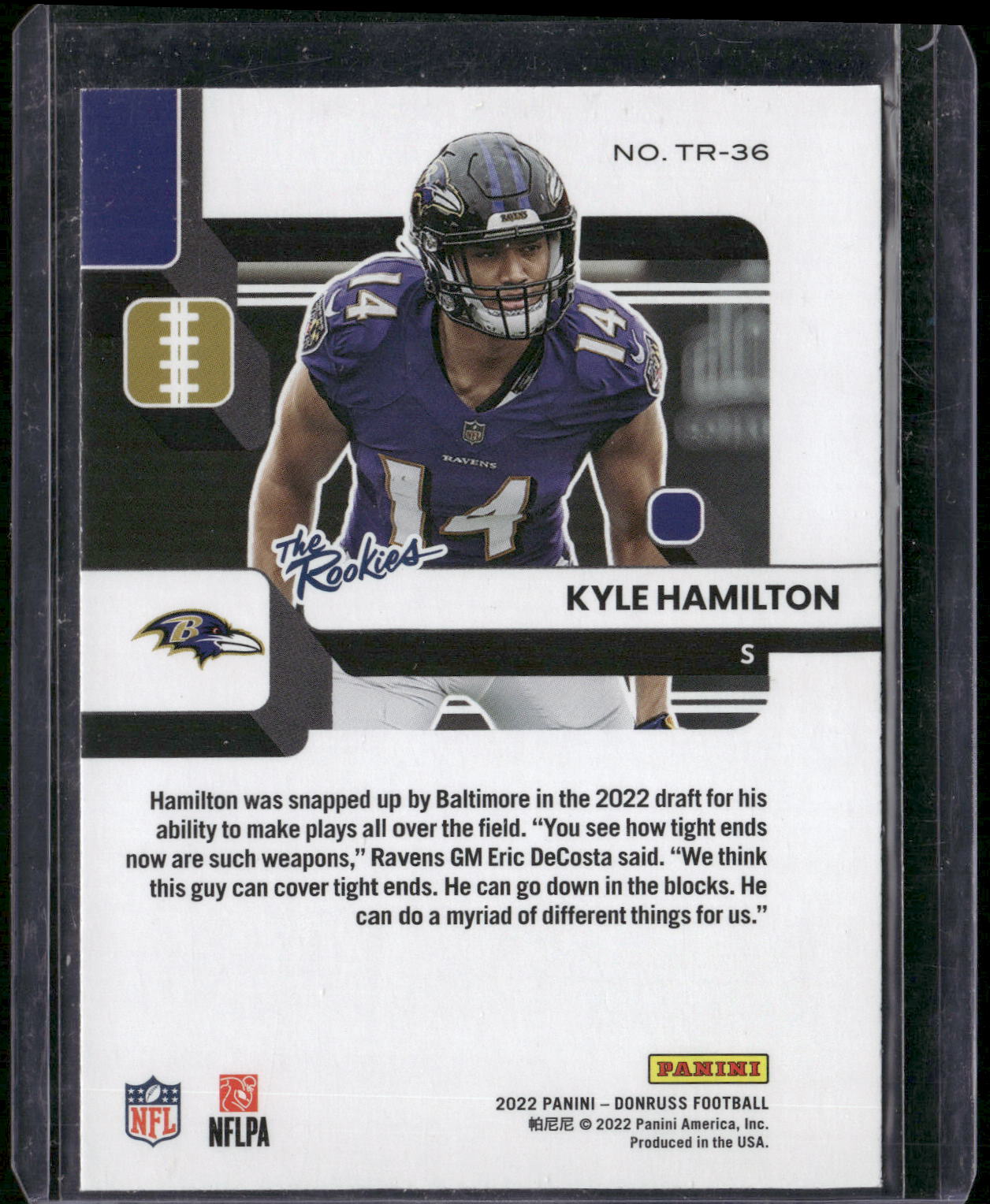 2022 Donruss #TR-36 Kyle Hamilton The Rookies