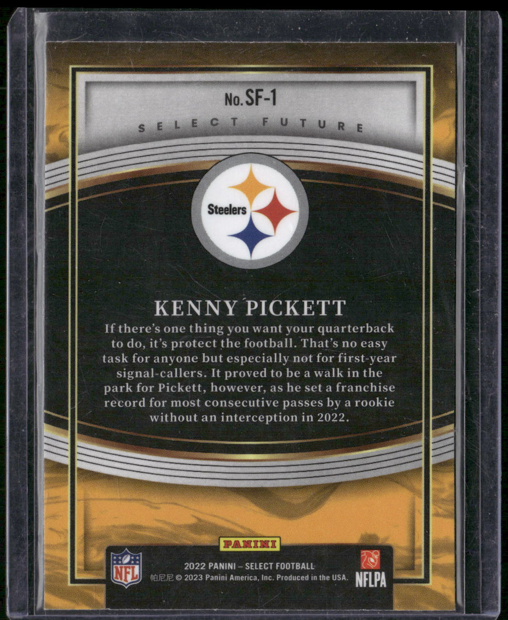 2022 Panini Select #SF-1 Kenny Pickett Select Future