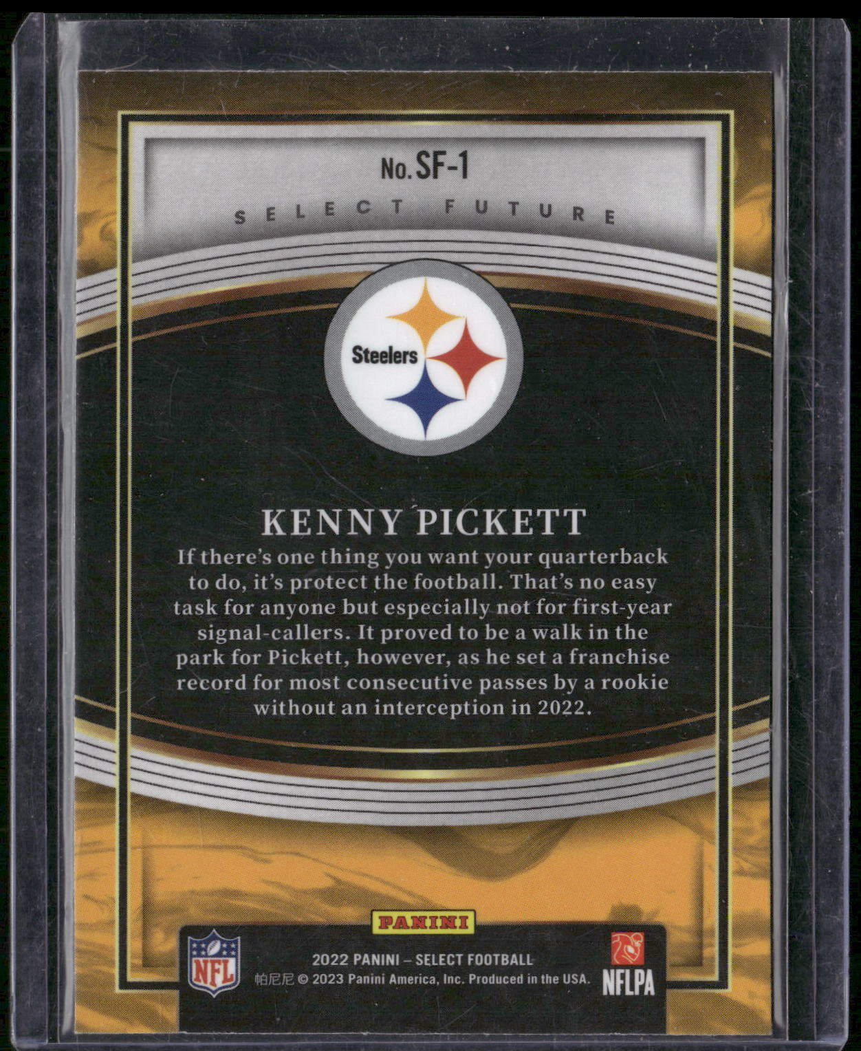 2022 Panini Select #SF-1 Kenny Pickett Select Future
