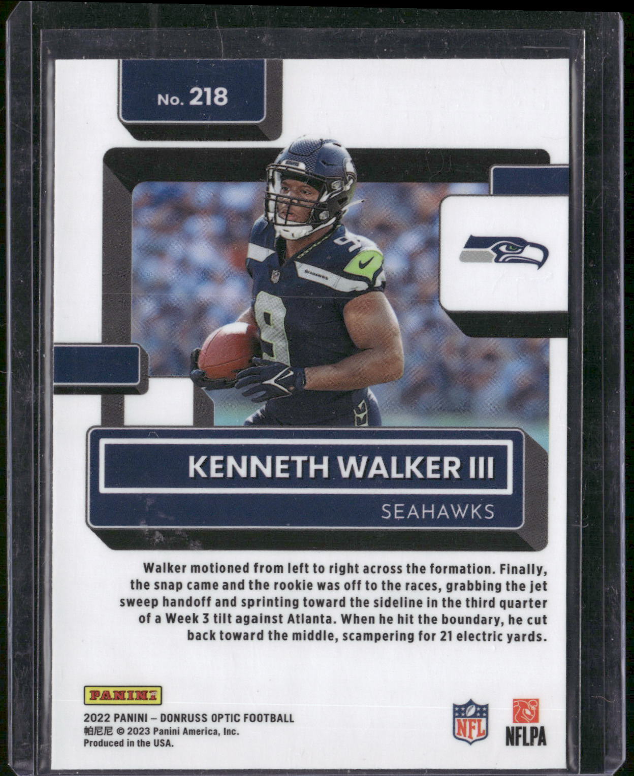 2022 Donruss Optic #218 Kenneth Walker III