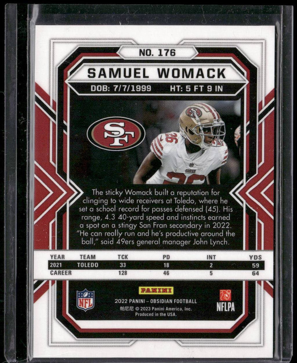 2022 Panini Obsidian #176 Samuel Womack
