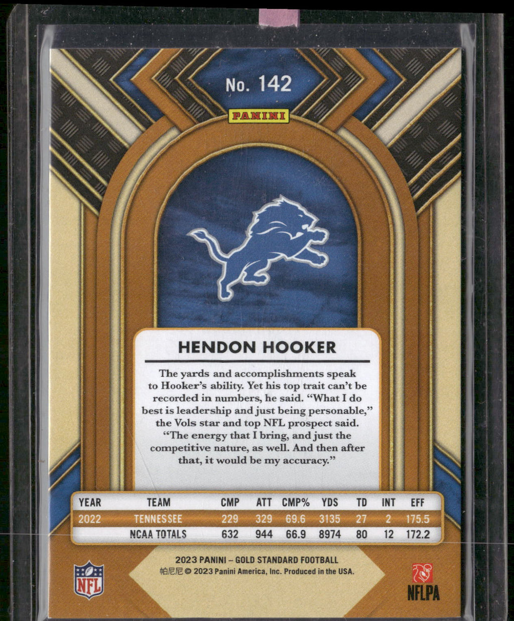 2023 Panini Gold Standard #142 Hendon Hooker Platinum #/75