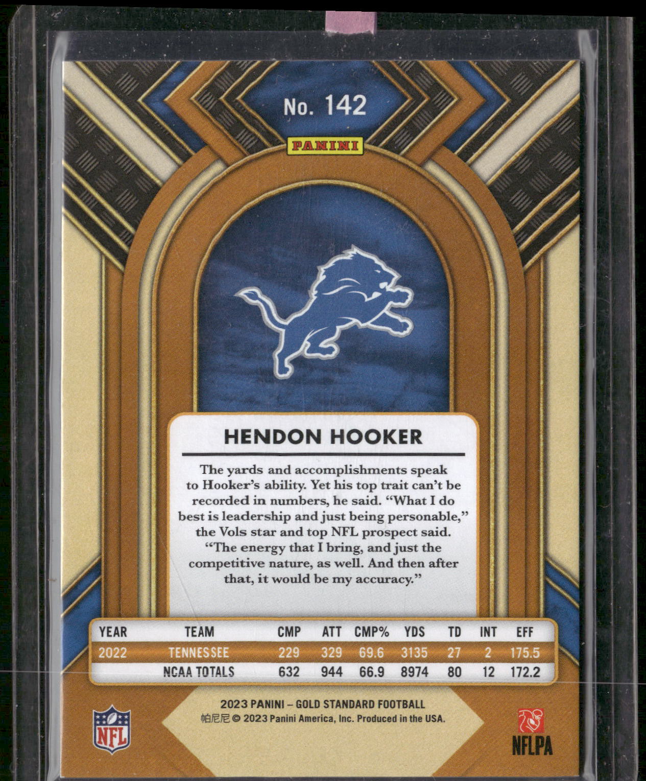 2023 Panini Gold Standard #142 Hendon Hooker Platinum #/75