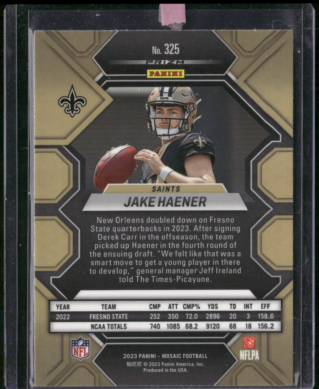 2023 Panini Mosaic #325 Jake Haener Red Sparkle