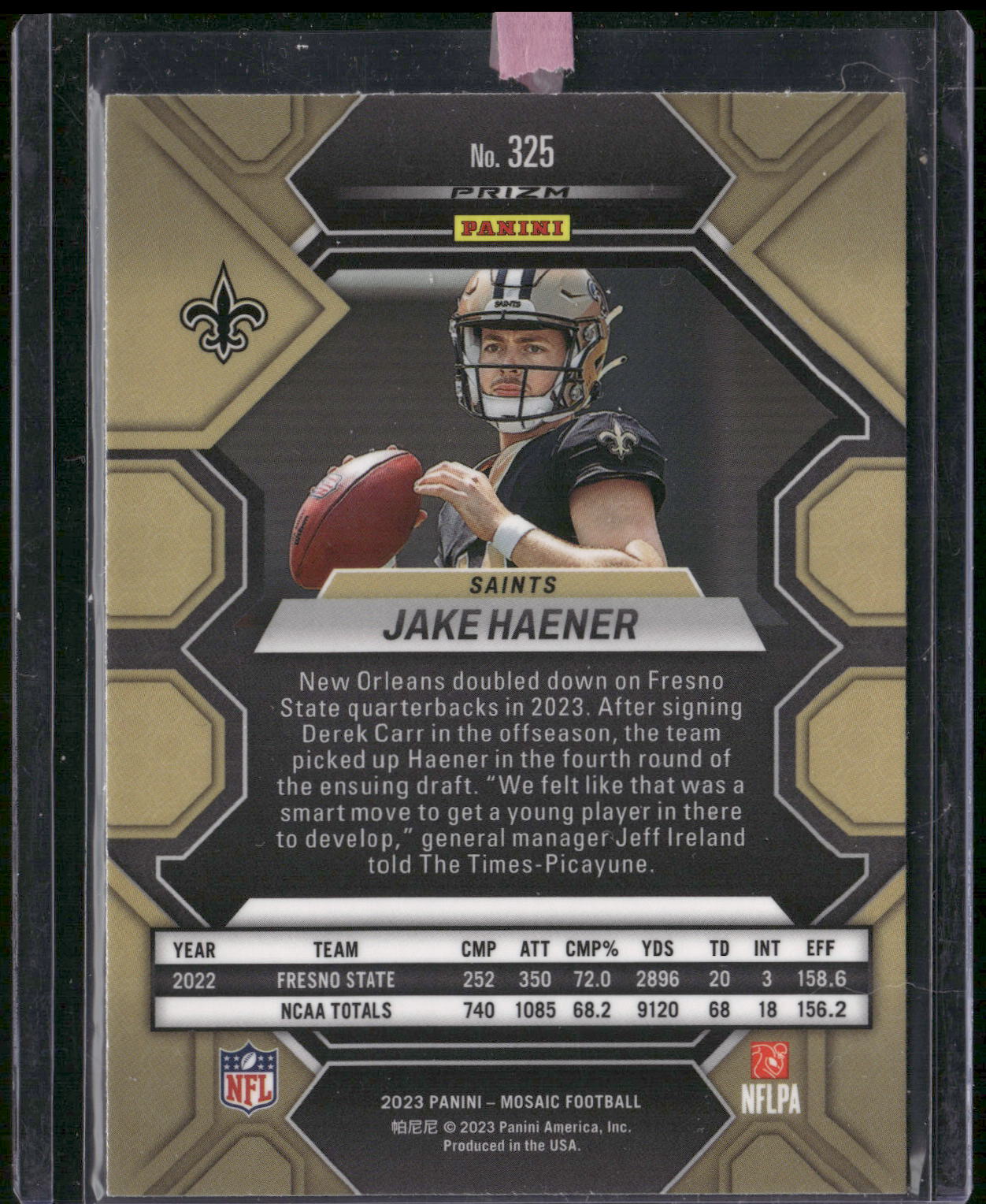 2023 Panini Mosaic #325 Jake Haener Red Sparkle