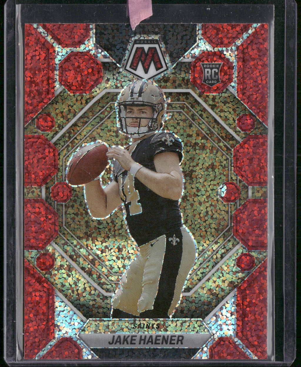 2023 Panini Mosaic #325 Jake Haener Red Sparkle