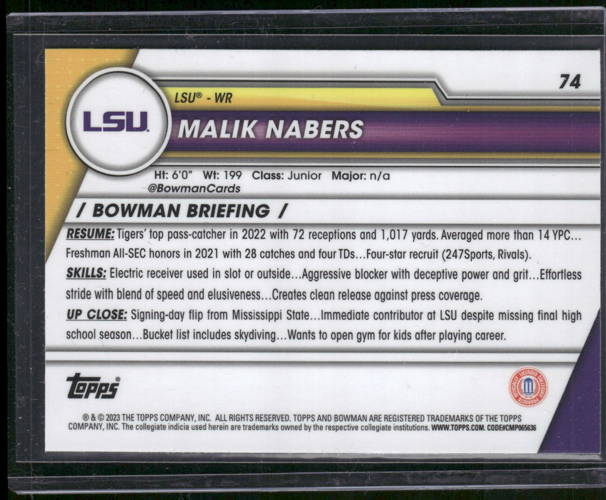 2023 Bowman University Chrome #74 Malik Nabers