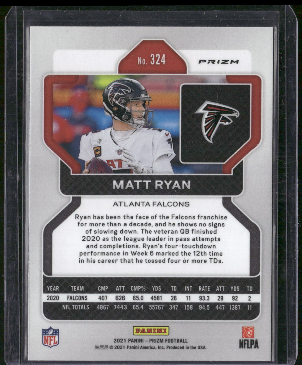 2021 Panini Prizm #324 Matt Ryan Lazer
