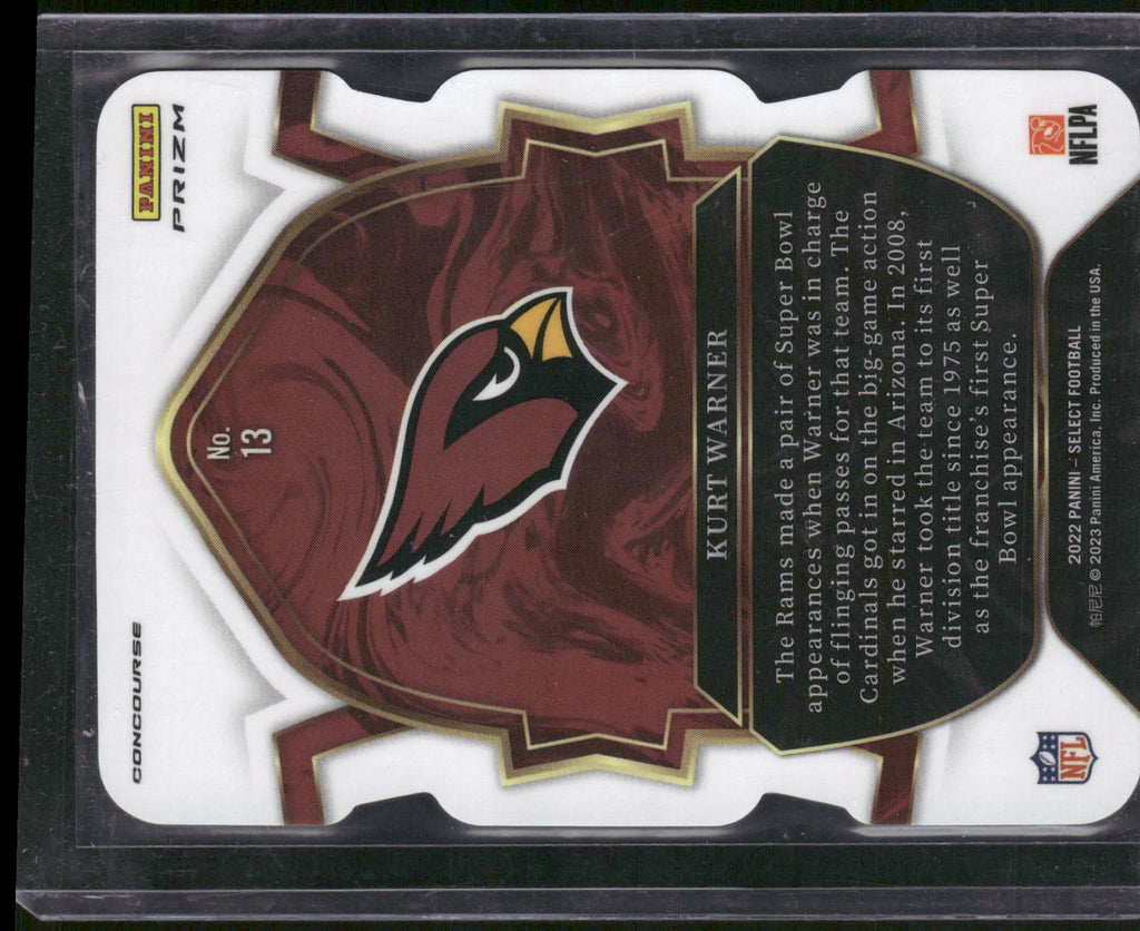 2022 Panini Select #13 Kurt Warner Red and Blue Prizm Die Cut