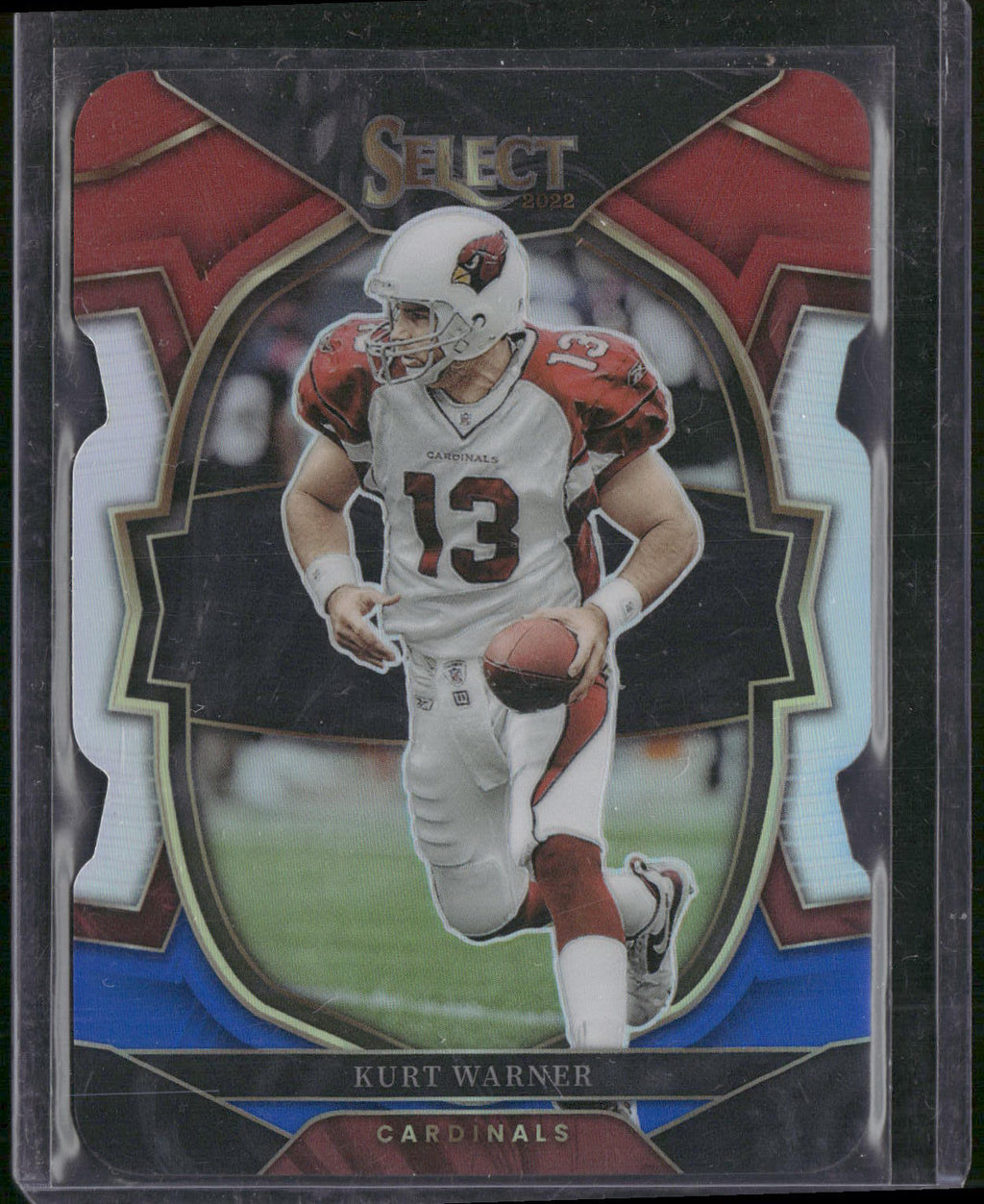 2022 Panini Select #13 Kurt Warner Red and Blue Prizm Die Cut