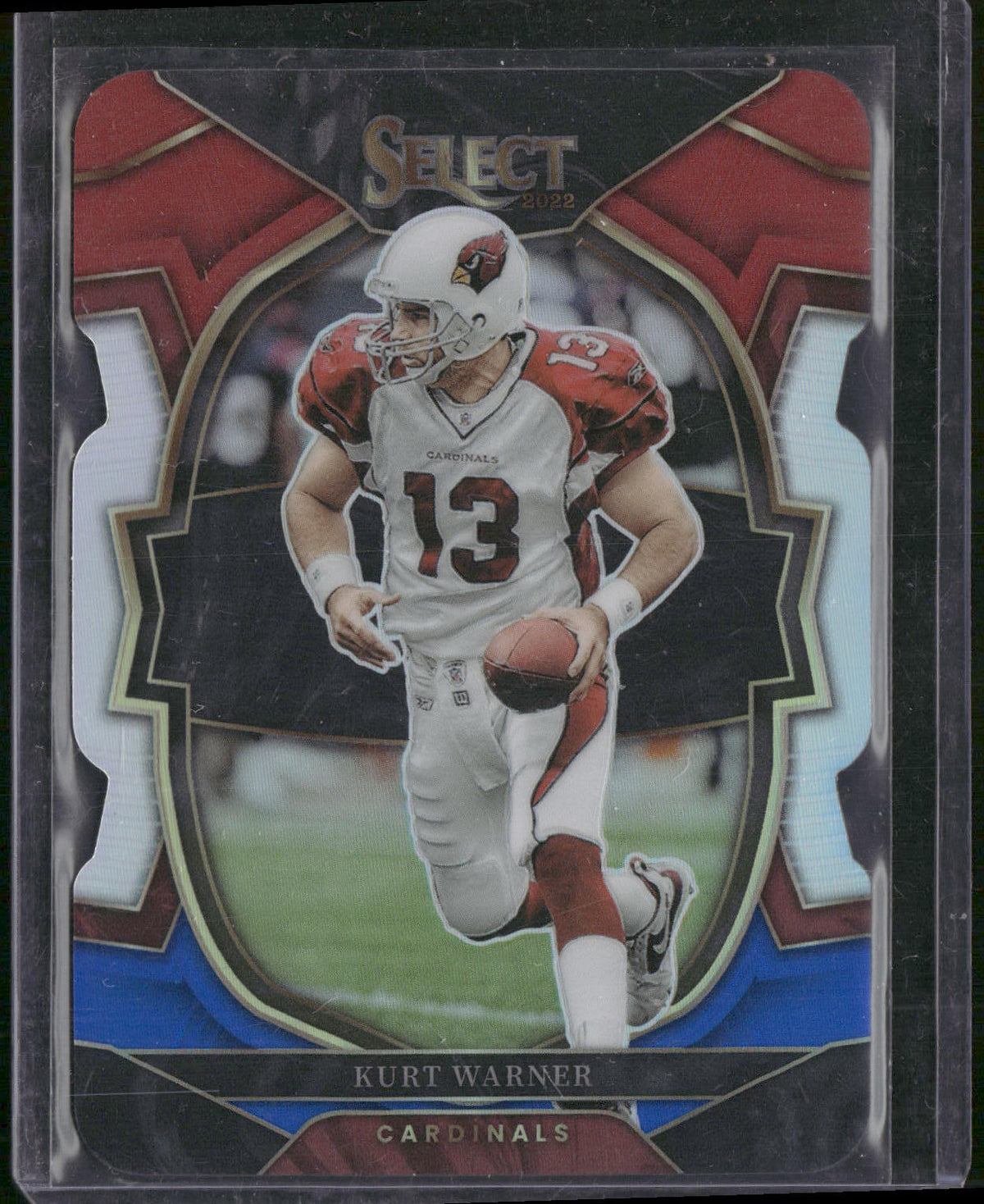 2022 Panini Select #13 Kurt Warner Red and Blue Prizm Die Cut