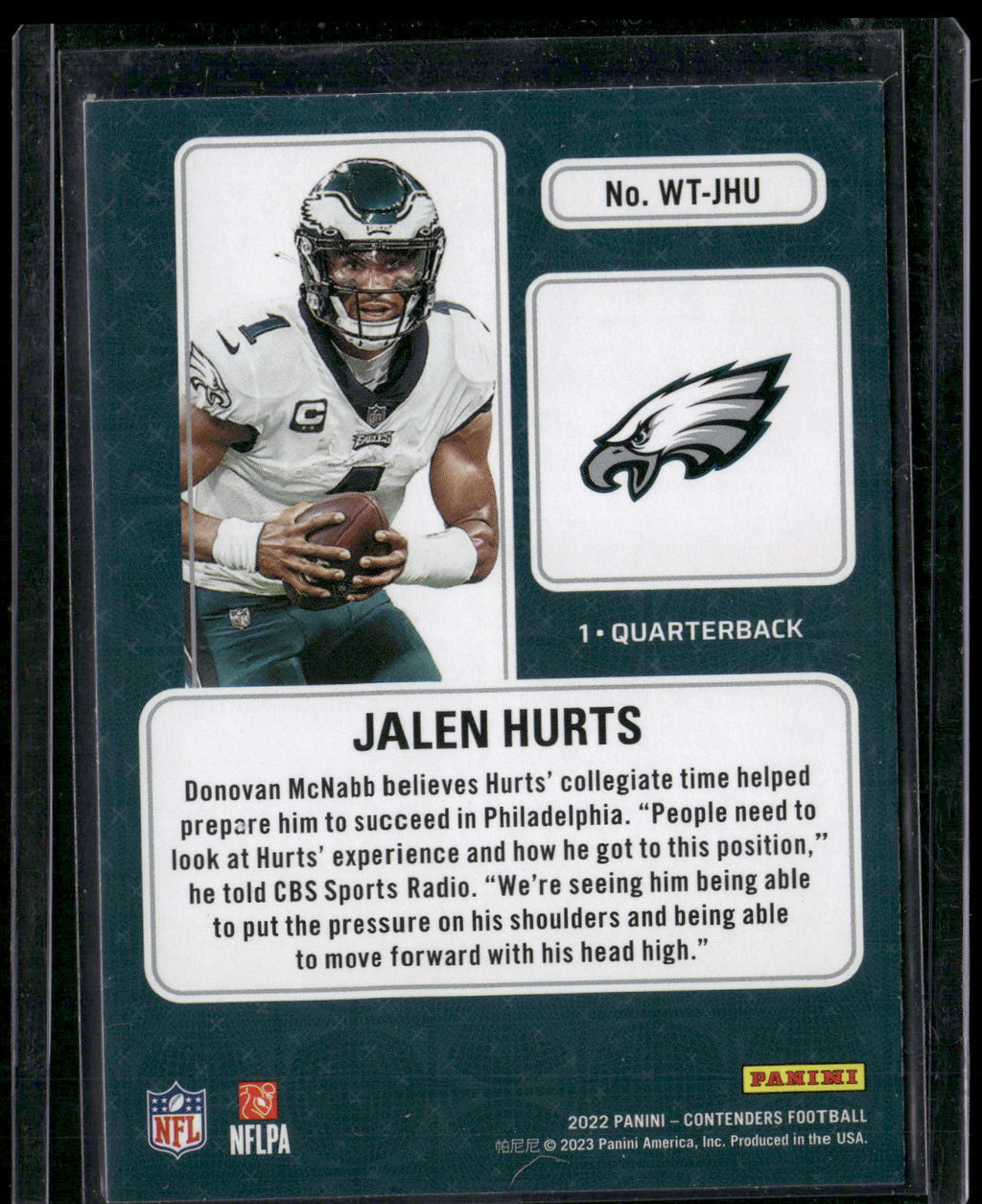 2022 Panini Contenders #WT-JHU Jalen Hurts Winning Ticket