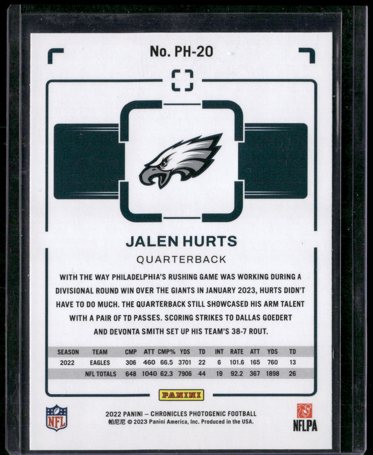 2022 Panini Chronicles #PH-20 Jalen Hurts Photogenic