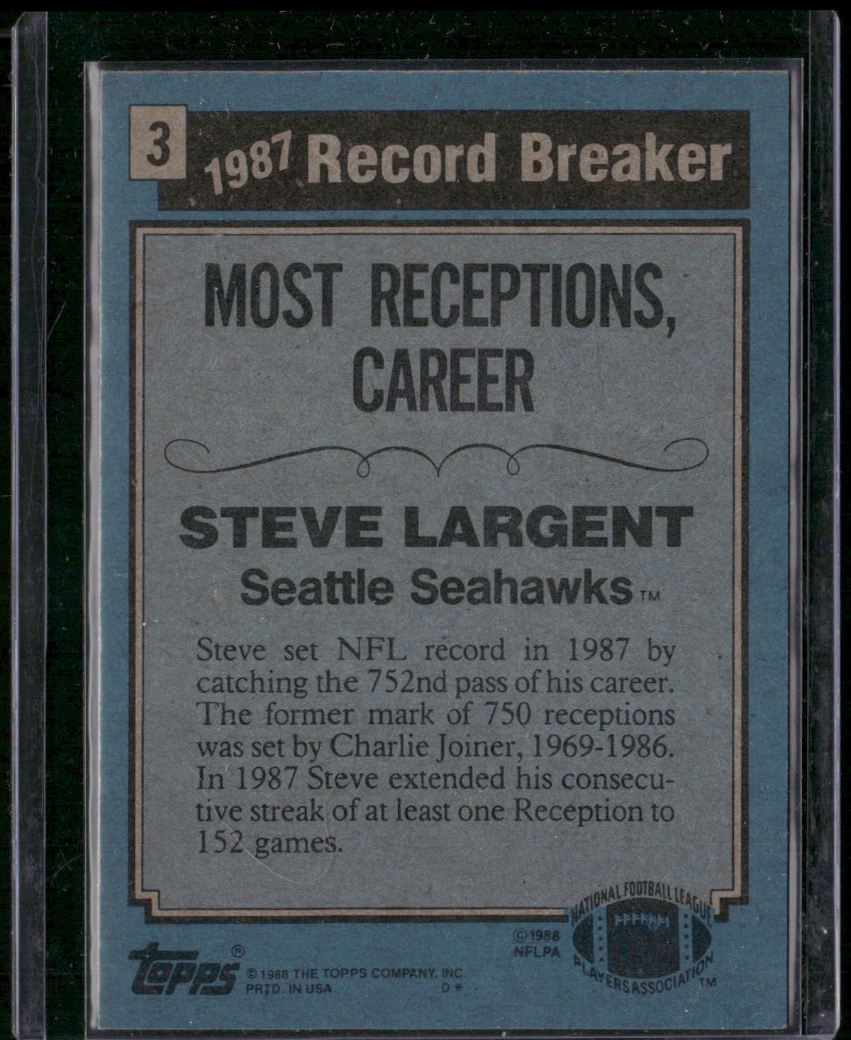 1988 Topps #3 Steve Largent