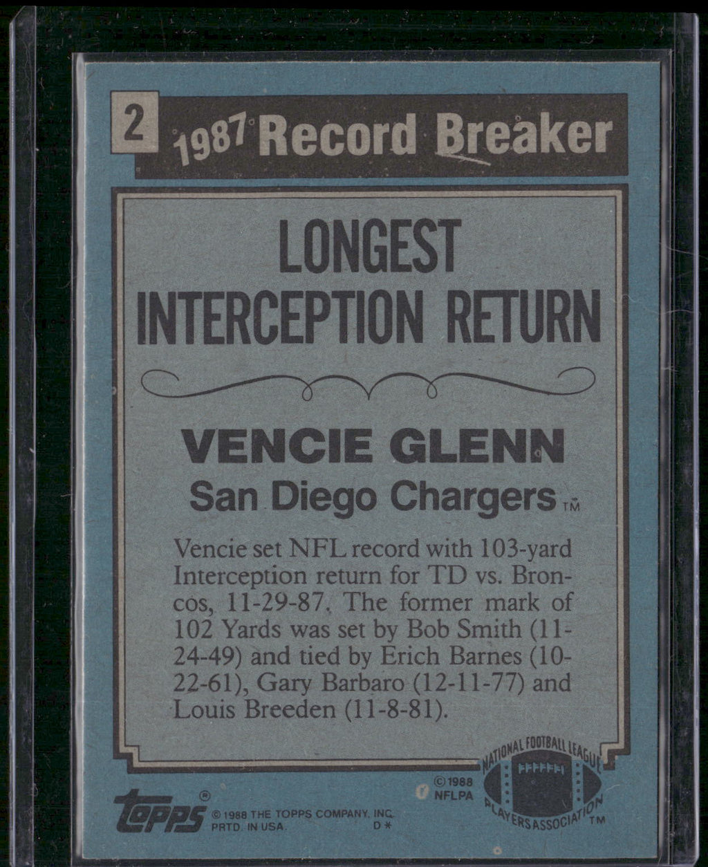 1988 Topps #2 Vencie Glenn