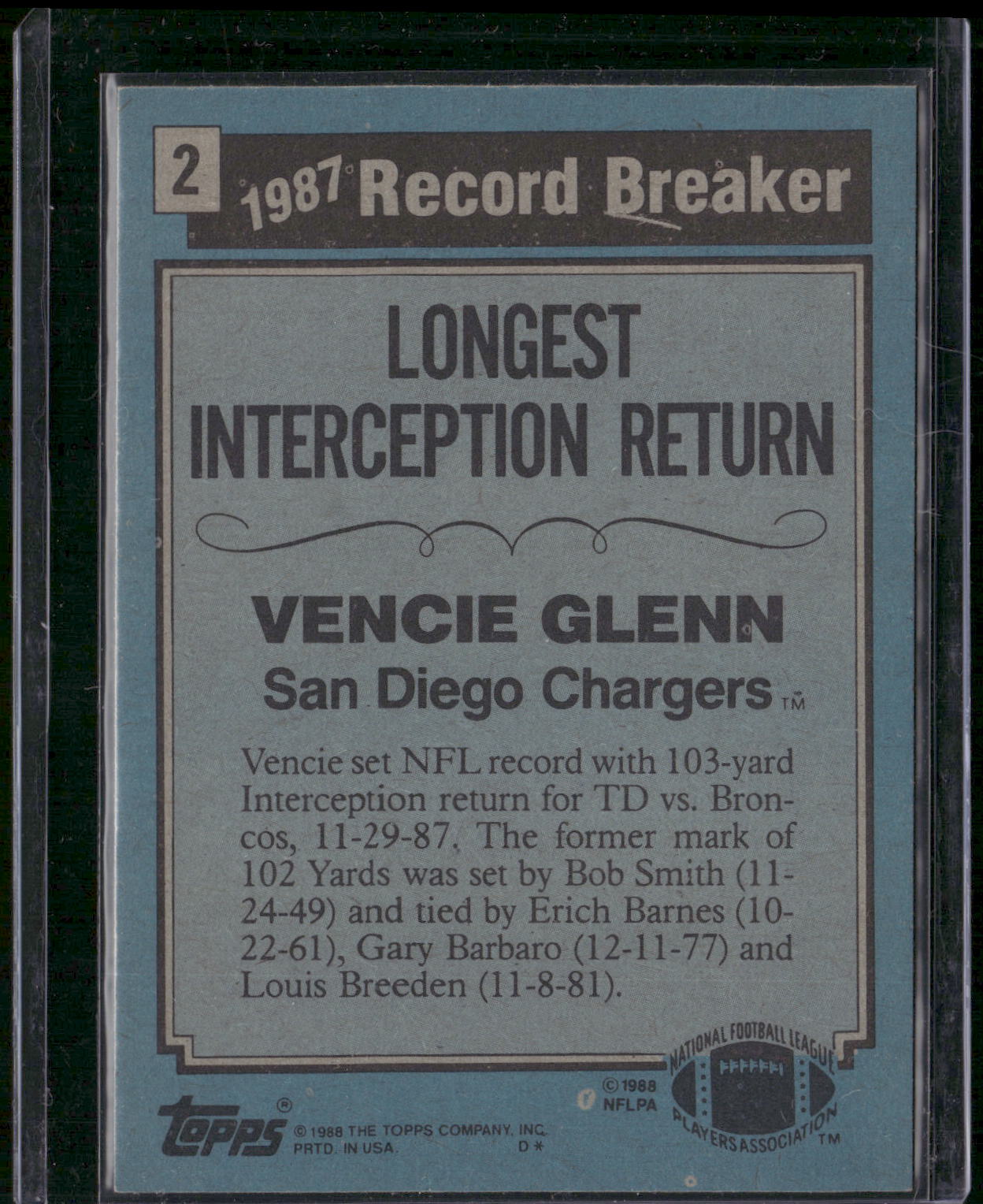 1988 Topps #2 Vencie Glenn