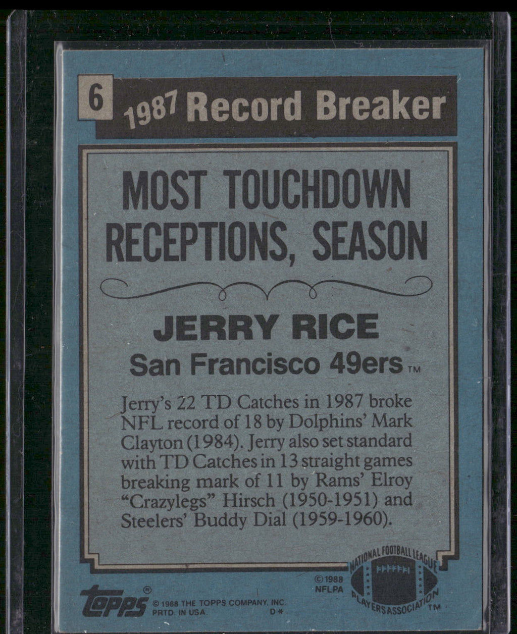 1988 Topps #6 Jerry Rice