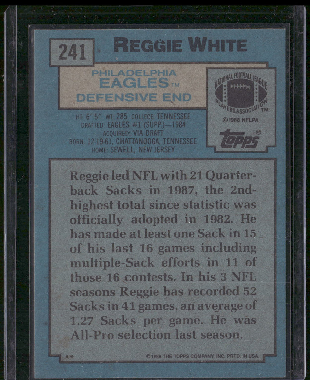 1988 Topps #241 Reggie White
