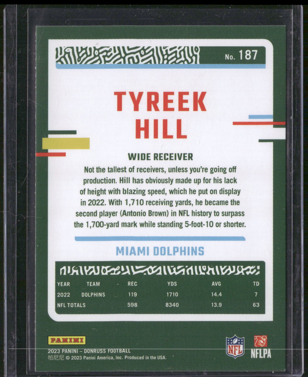 2023 Donruss #187 Tyreek Hill