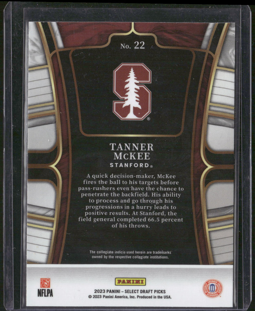 2023 Panini Select Draft Picks #22 Tanner McKee