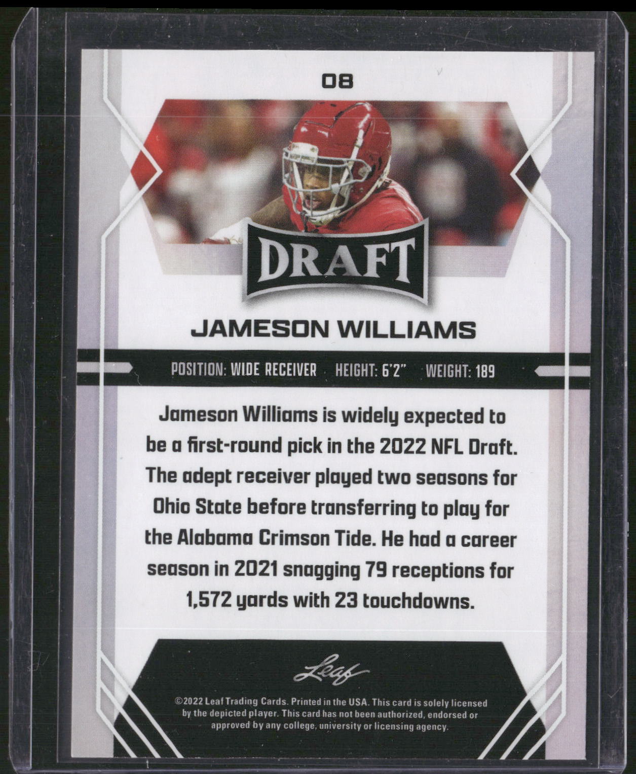 2022 Leaf Draft #08 Jameson Williams