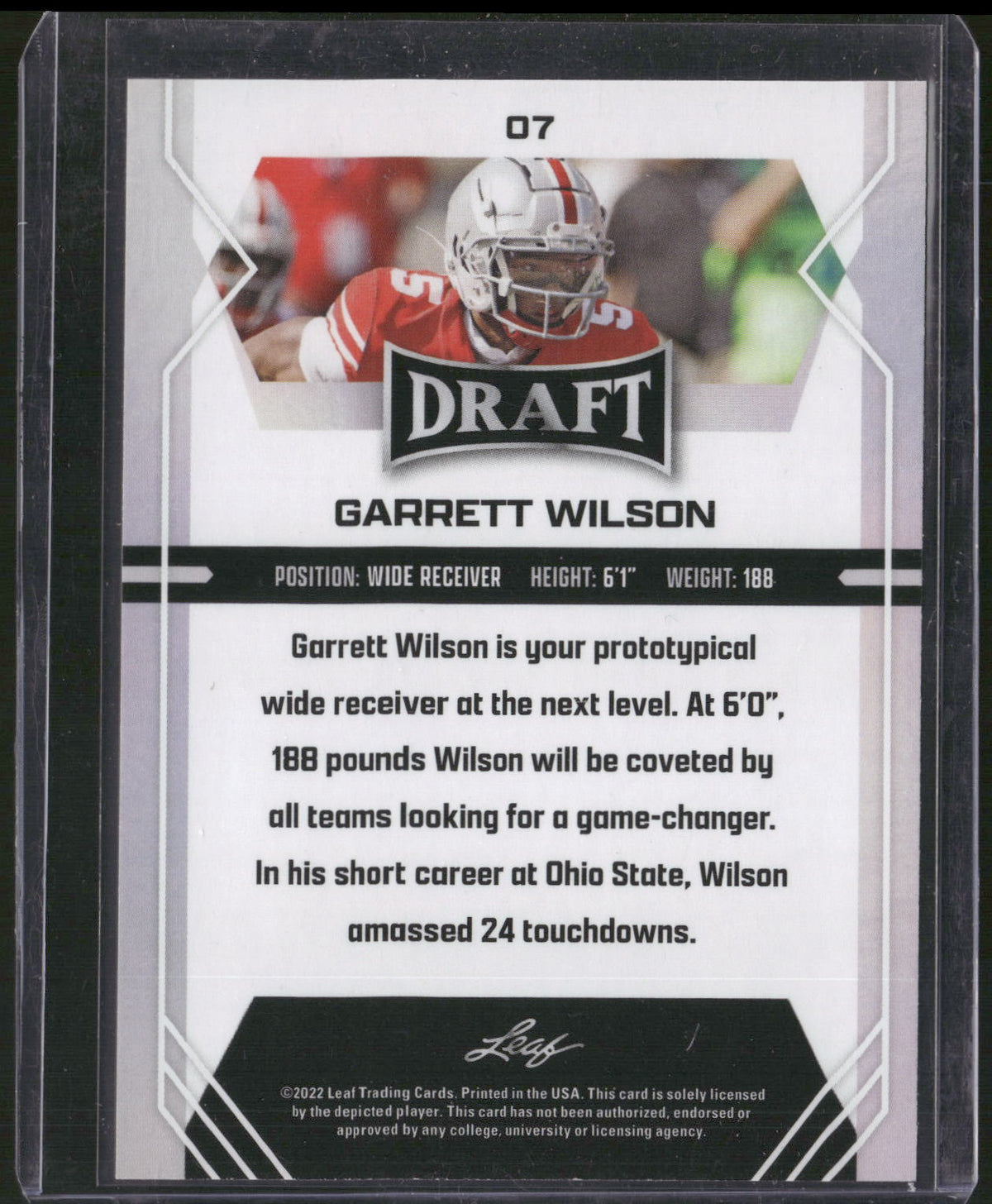 2022 Leaf Draft #07 Garrett Wilson