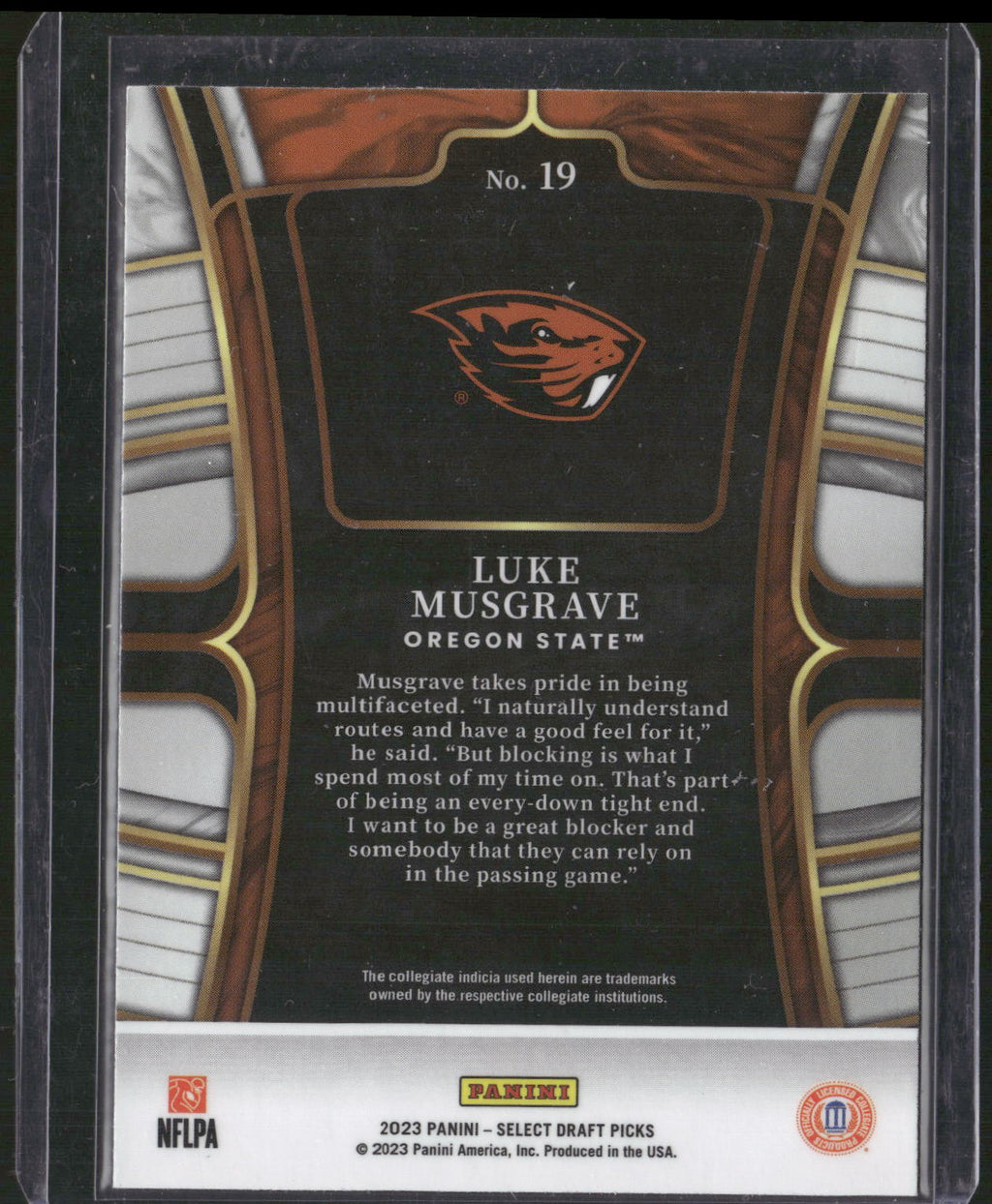 2023 Panini Select Draft Picks #19 Luke Musgrave