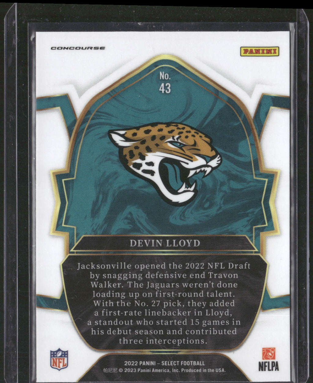 2022 Panini Select #43 Devin Lloyd