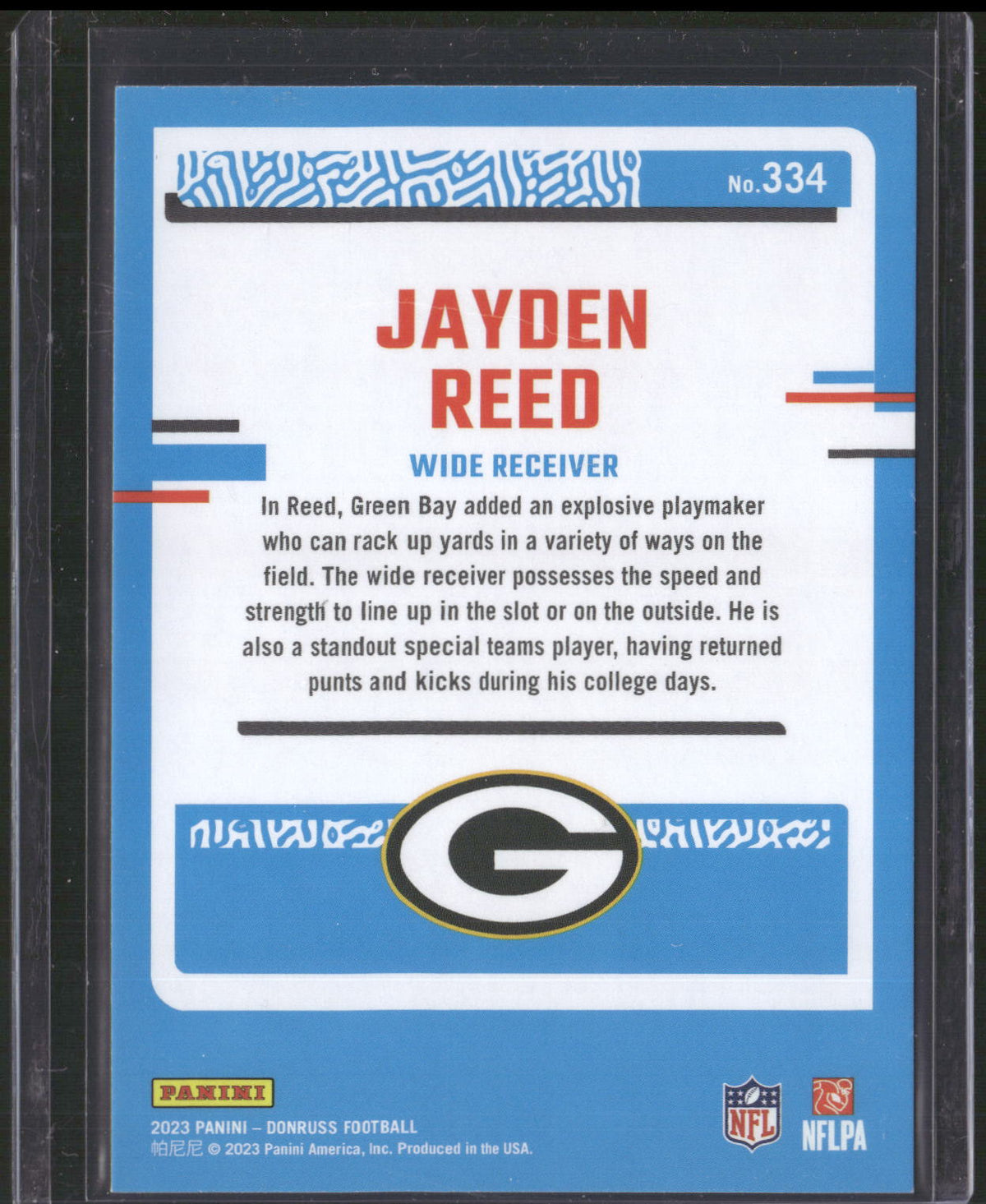 2023 Donruss #334 Jayden Reed