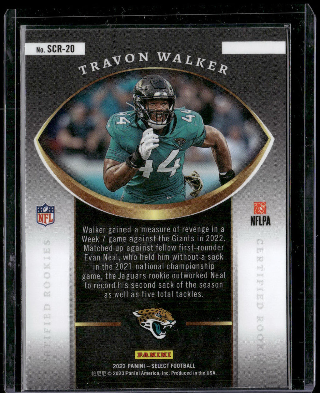 2022 Panini Select #SCR-20 Travon Walker Select Certified Rookies