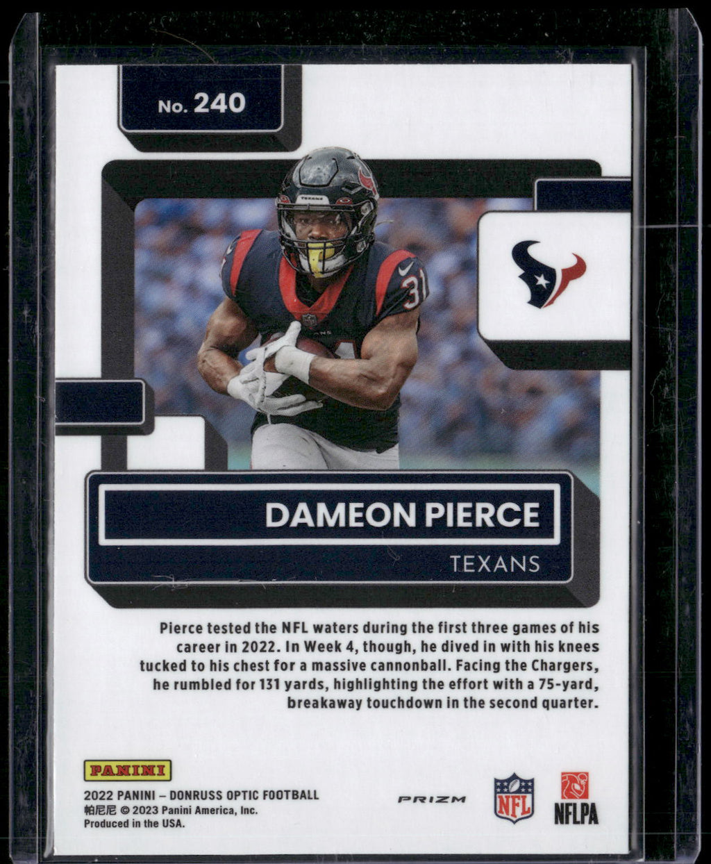 2022 Donruss Optic #240 Dameon Pierce Red Hyper