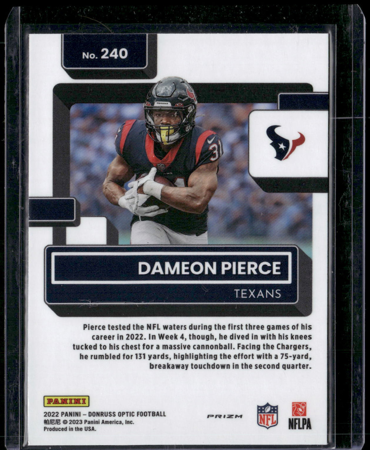 2022 Donruss Optic #240 Dameon Pierce Red Hyper