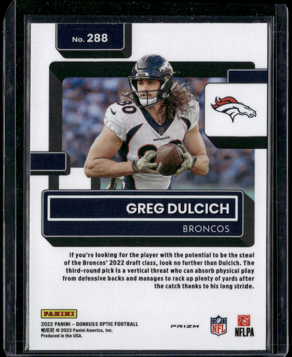 2022 Donruss Optic #288 Greg Dulcich Red Hyper