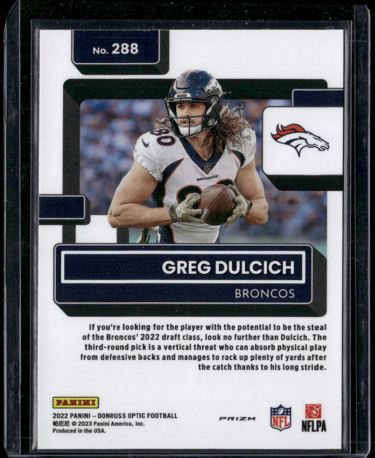 2022 Donruss Optic #288 Greg Dulcich Red Hyper
