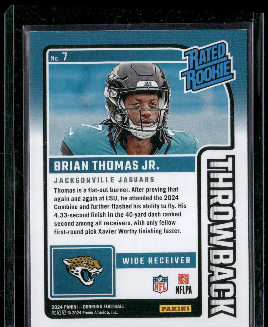 2024 Donruss #7 Brian Thomas Jr. Rated Rookies Throwback