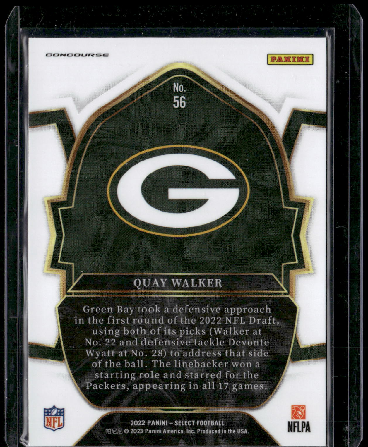2022 Panini Select #56 Quay Walker